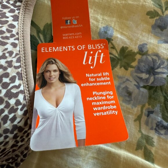 Warner Leopard Print Lifting Bra - 38B - Picture 2 of 5